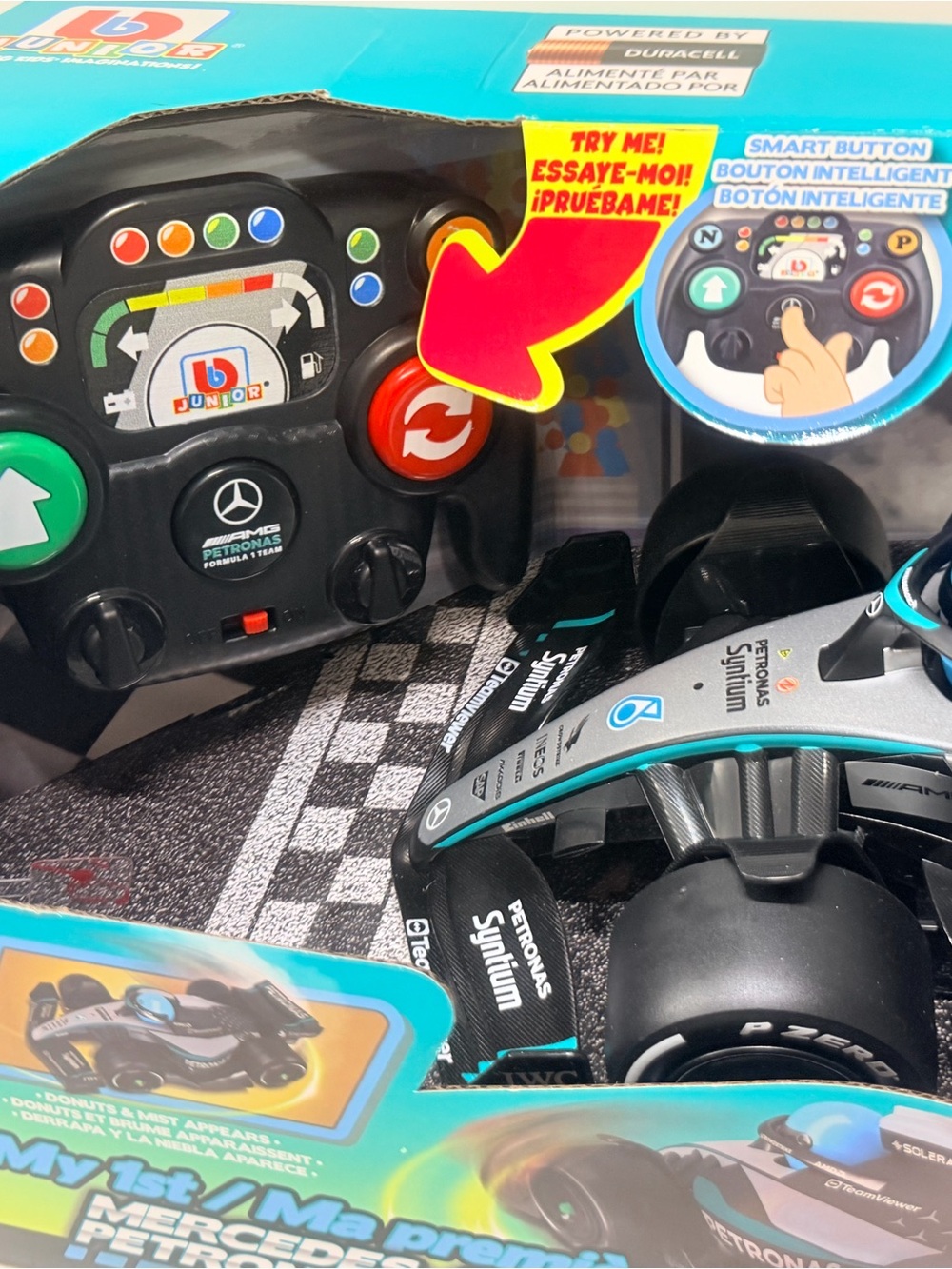 Remote Control Racing Car with Steering Wheel Controller - Black & Blue - Picture 3 of 12